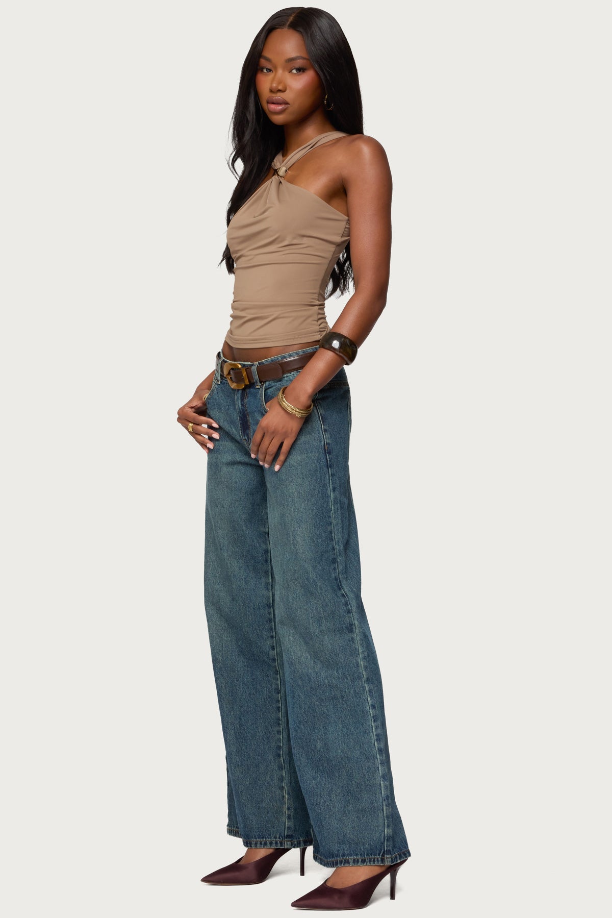 Cielle Wide Strap Gathered Top