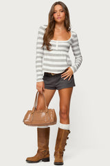 Lockie Striped Knit Babydoll Top