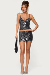 Stajie Diamond Sequin Mini Skirt