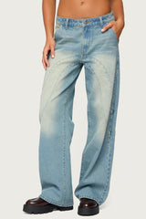 Kiria Stitched Low Rise Baggy Jeans
