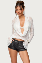 Lera Lacey Sheer Mesh Top