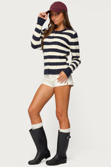 Mildred Striped Cable Knit Cardigan