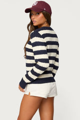 Mildred Striped Cable Knit Cardigan