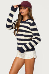 Mildred Striped Cable Knit Cardigan