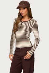 Roma Striped Henley Top