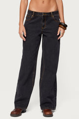 Contrast Stitch Low Rise Baggy Jeans