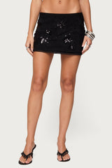 Steffie Beaded Mesh Mini Skirt