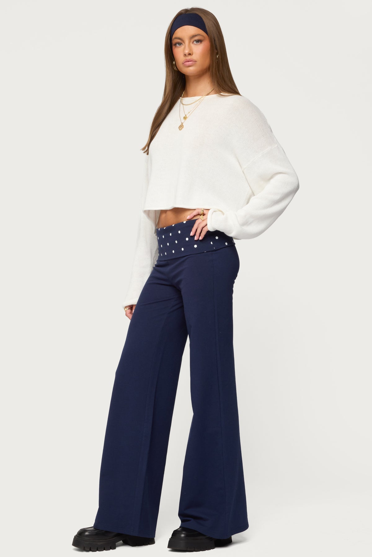 Reeva Polka Dot Foldover Trousers