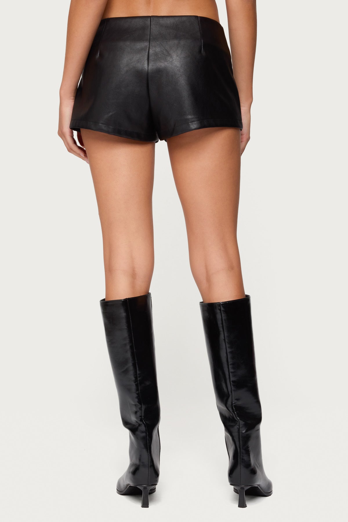 Reese Studded Faux Leather Micro Shorts