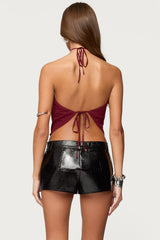 Chiffon Backless Cowl Neck Top