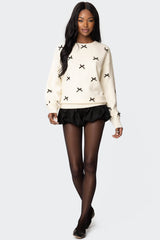 Satin Effect Bow Oversized Sweater