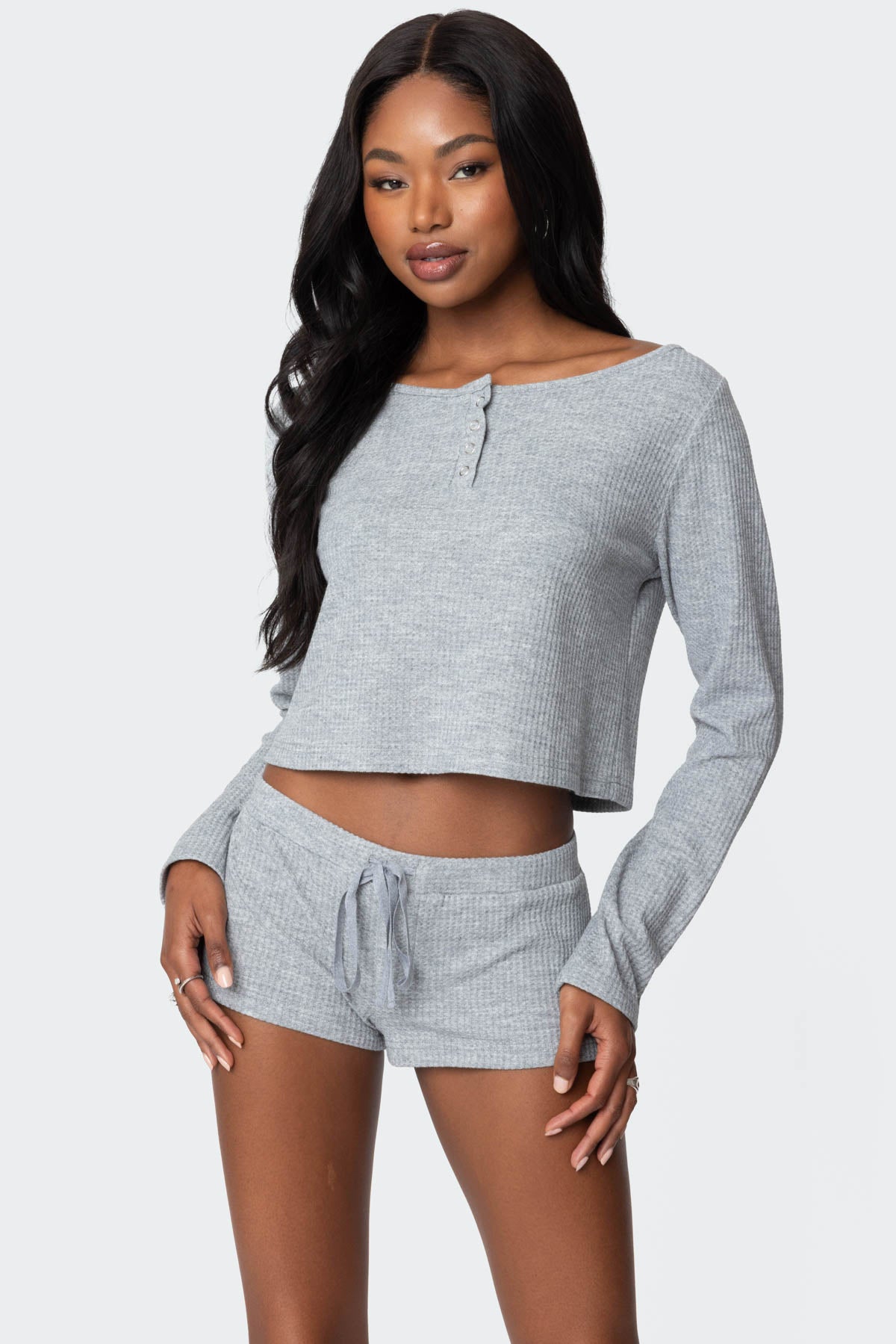 Teddy Cropped Waffle Top