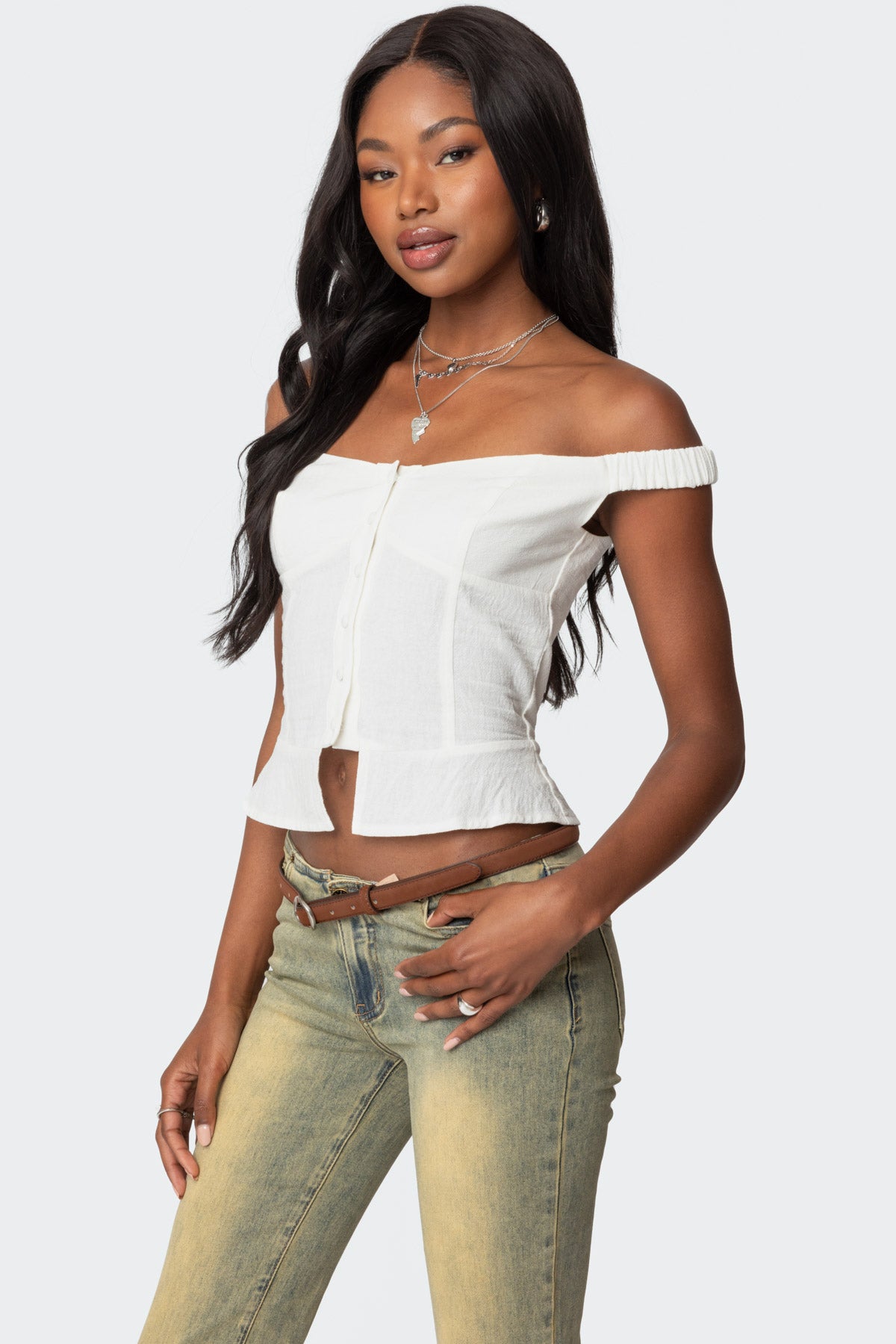 Ali Linen Look Off Shoulder Top