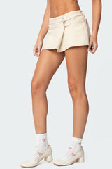 Double Belt Wrapped Mini Skort