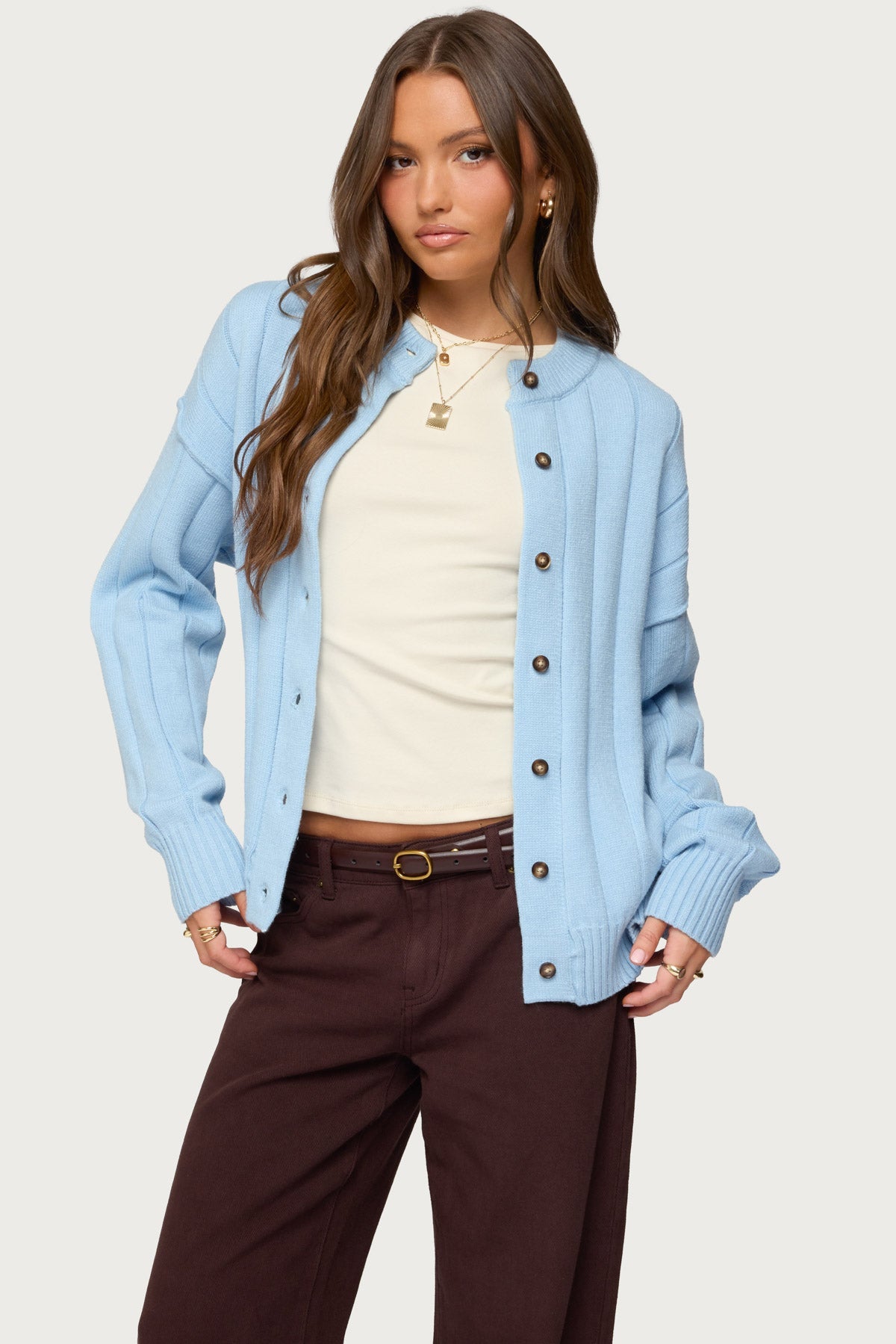 Joanie Wide Ribbed Knit Cardigan
