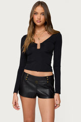 Soria Ruched Cut Out Top