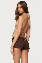 Studded Backless Split Front Top
