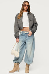 Dolan Ruched Oversized Bomber Jacket
