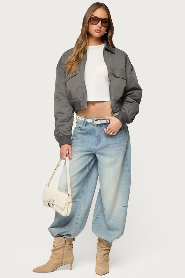 Dolan Ruched Oversized Bomber Jacket