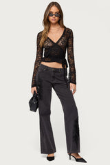 Medora Sheer Lace Wrap Top