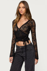 Medora Sheer Lace Wrap Top