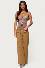 Mixed Animal Print Mesh Tank Top