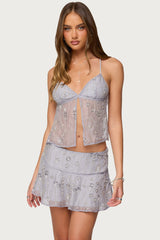 Kylie Beaded Split Front Backless Top