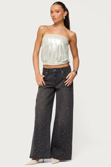 Leira Silky Sparkly Strapless Top