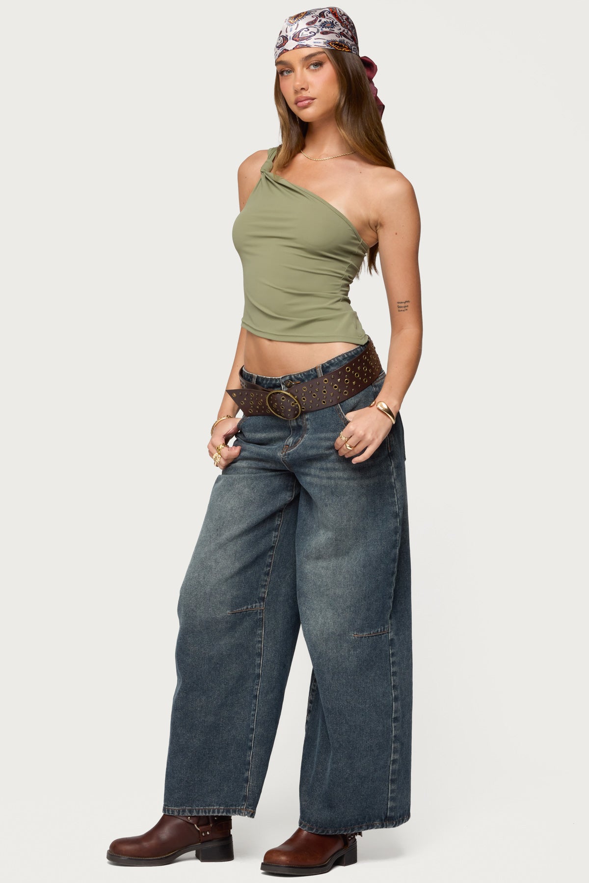 Knotted One Shoulder Asymmetric Top