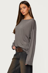 Oversized Semi Sheer Long Sleeve T Shirt