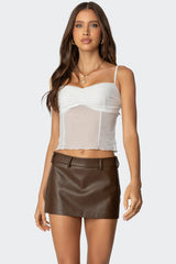 Viv Ruched Sheer Mesh Top