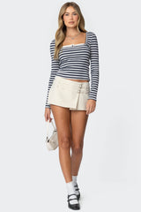 Buttoned Up Layered Striped Top