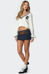 Sky Double Buckle Denim Mini Skort