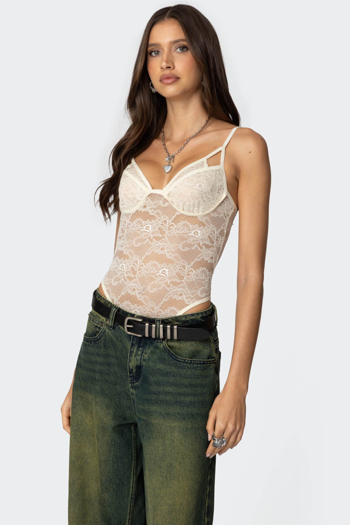 Strappy Sheer Lace Bodysuit