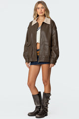 Ann Oversized Faux Leather Jacket