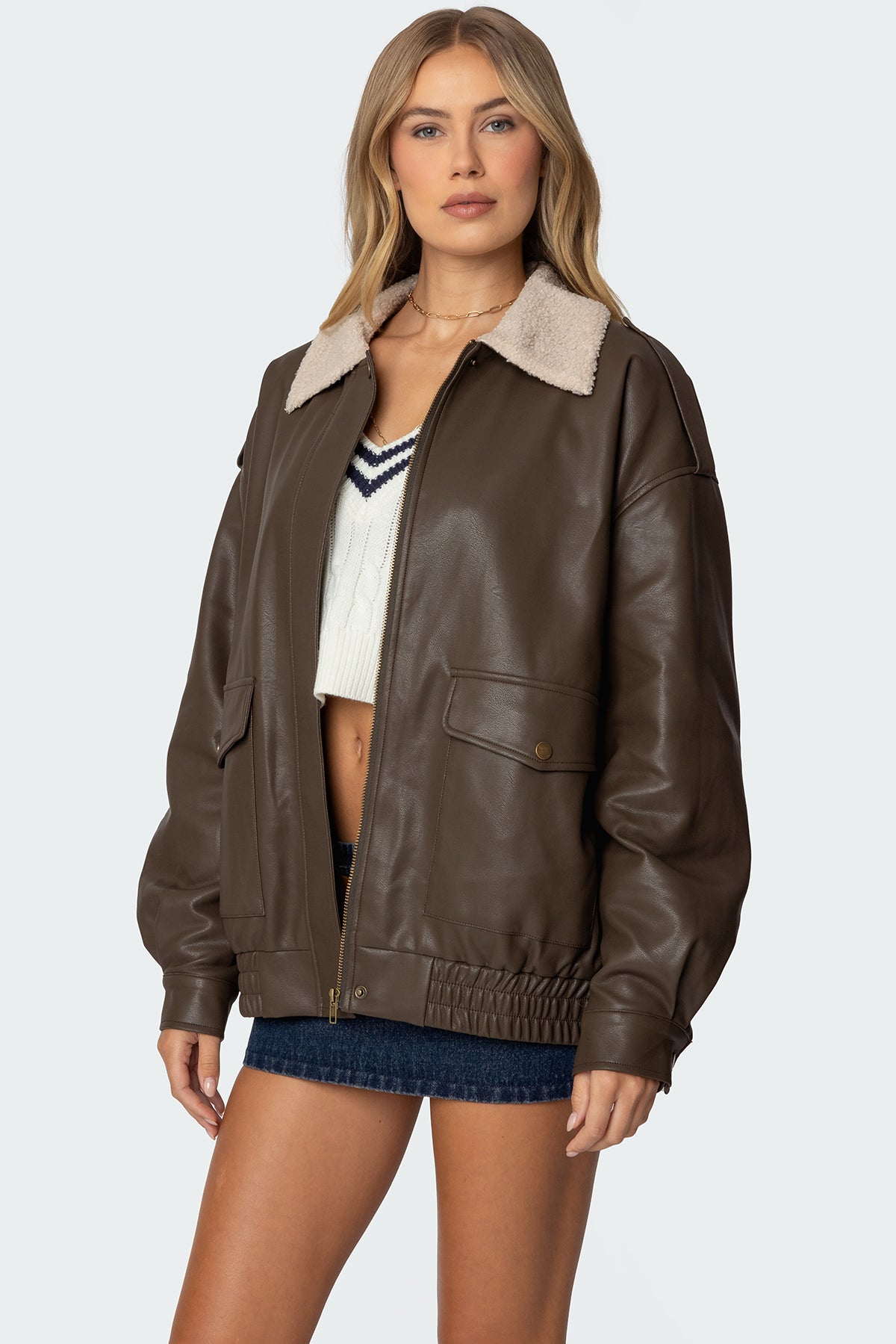 Ann Oversized Faux Leather Jacket