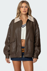 Ann Oversized Faux Leather Jacket