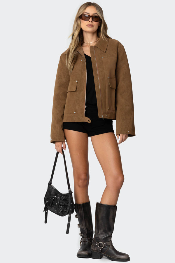 Annabelle Oversized Faux Suede Jacket