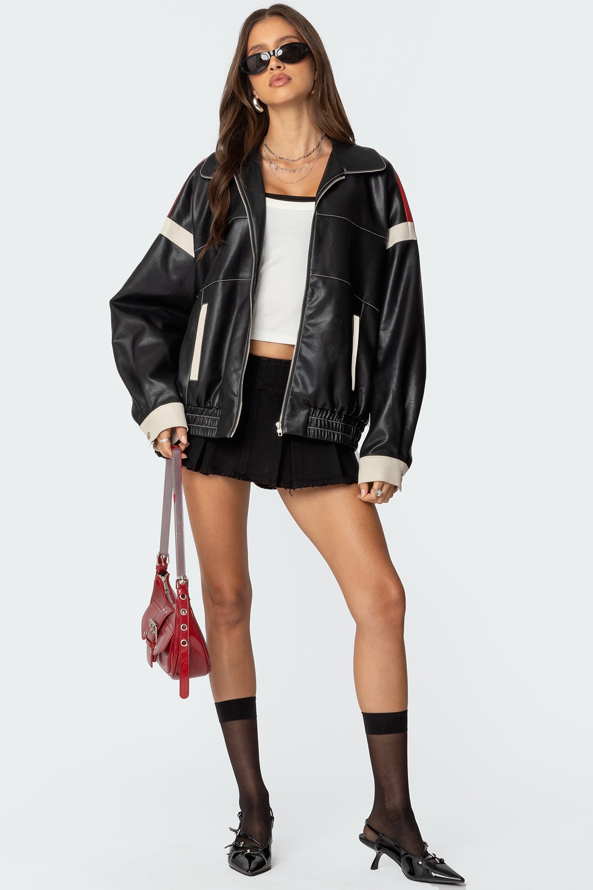 North Star Faux Leather Jacket