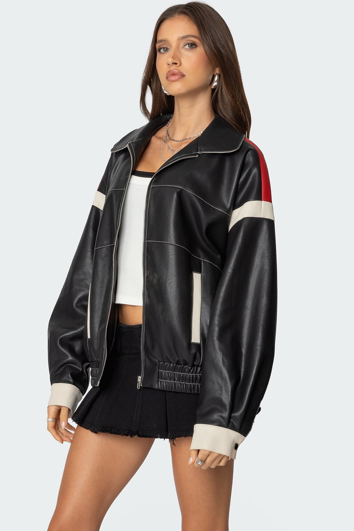 North Star Faux Leather Jacket