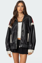 North Star Faux Leather Jacket