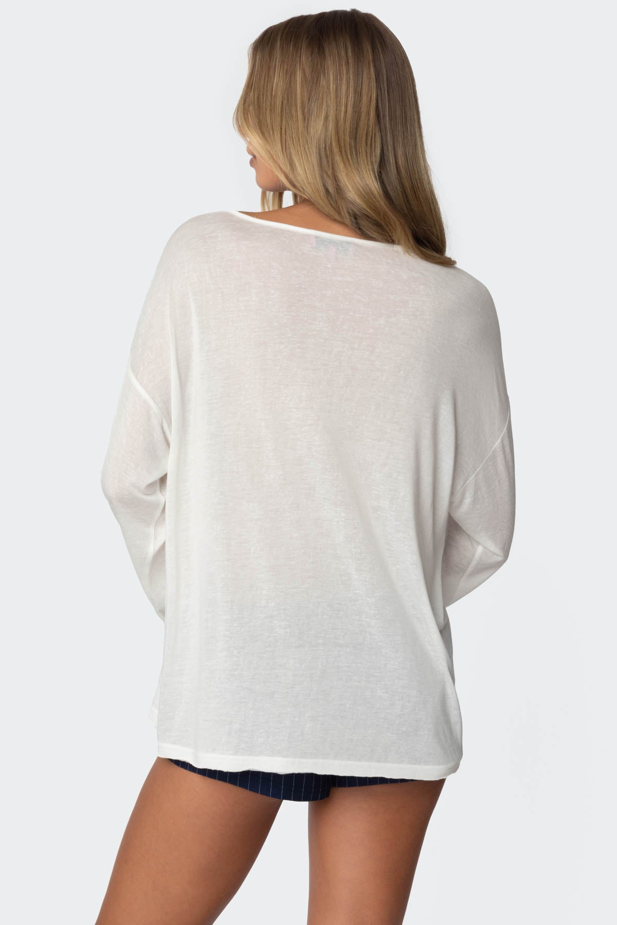 Oversized Semi Sheer Long Sleeve T Shirt