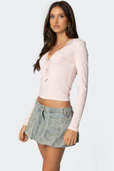 Madeline Lace Trim Ribbed Top