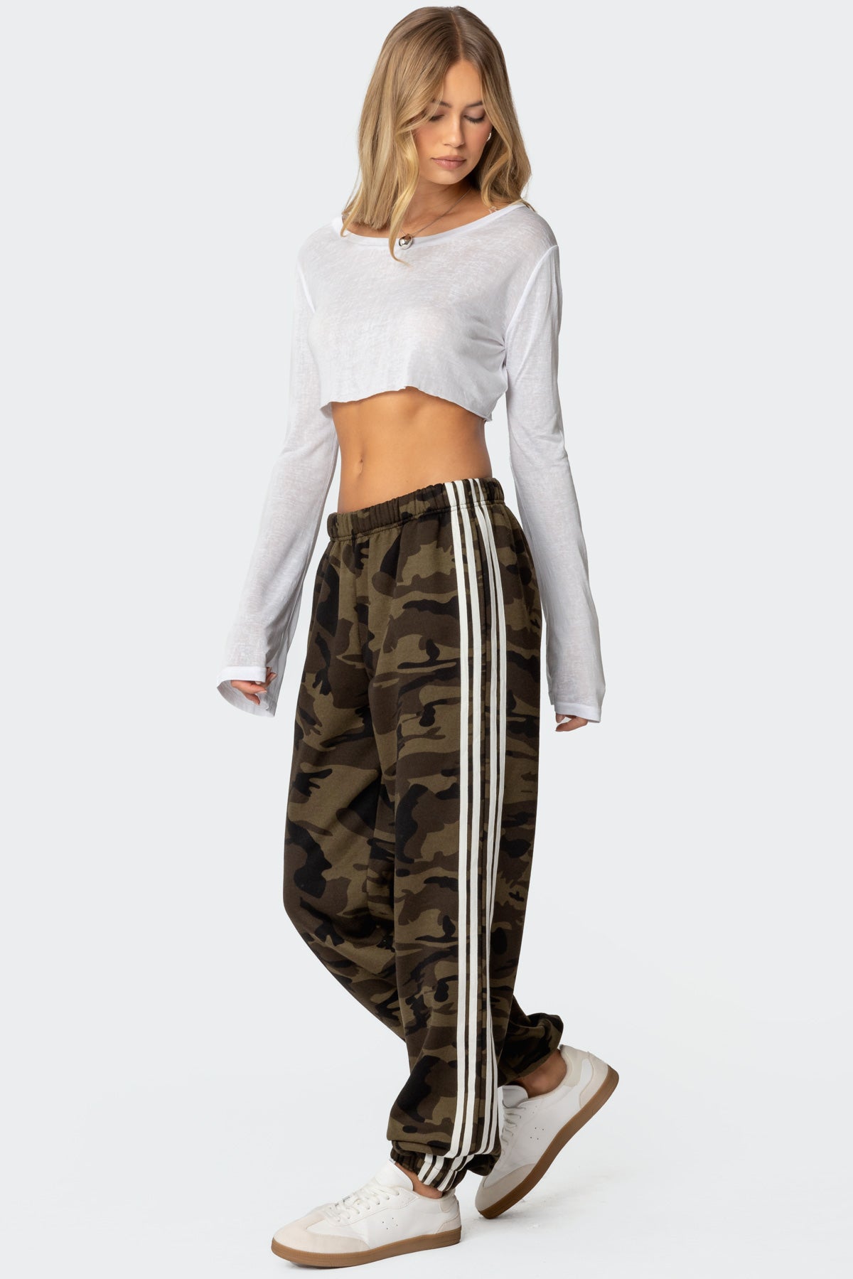 Camo Contrast Striped Sweatpants