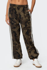 Camo Contrast Striped Sweatpants