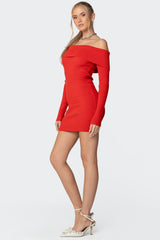 Evi Fold Over Knit Mini Dress