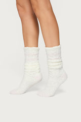 Stripey Fuzzy Scrunch Socks