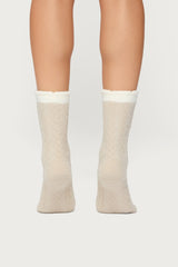 Contrast Fuzzy Cable Knit Socks