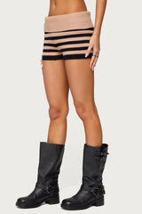 Saphi Striped Foldover Knit Shorts
