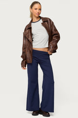 Petite Wide Leg Fold Over Trousers